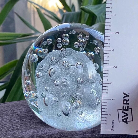 Clear Effervescent Art Glass Paperweight with Bubbles - One Only - Picture 6 of 13